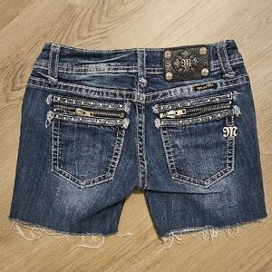 Miss Me Blue Jean Shorts Distressed Raw Hem